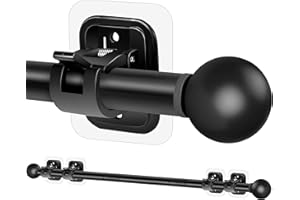 TIDISORT Curtain Rods No Drilling for Windows Set 30 to 45 Inch,5/8 Inch Diameter Drapey Pole with No Drill Curtain Rod Brackets,Renter Friendly Cortineros Para Ventanas with Adhesive Holder Hook (Black)