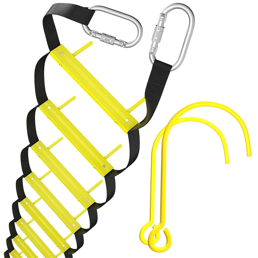 ISOP Fire Escape Ladders 4 m | Retractable Ladder for 2 Story Homes | Compact & Portable | Rope Ladder for Balcony & Windows Escape - Fire Evacuation Ladders from Second Floor | Certified Rescue Tool