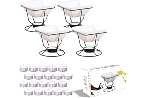 Luvan 7oz Butter Warmers for Seafood with 20 Tealight,4Pcs Ceramic Butter Warmers Set for Chocolate Butter Cheese,Ceramic Bowl Oven Microware Dishwasher Safe,Perfect for family dip Fruit,Dessert,Snack