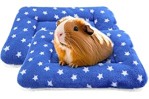 HeNdShe Guinea Pig Bed, 2 Pack (12x10 Inch) Soft Plush Small Animal Bed Mat, Washable Bedding Blanket Sleeping Warm Pad for Bunny, Rat, Ferret, Chinchilla
