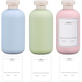UMETASS 3 PACK Travel Shampoo Bottle, Empty Plastic Squeeze Bottles 6.8oz with Flip Cap, Lotion Container for Toiletries Travel Size Shampoo and Conditioner