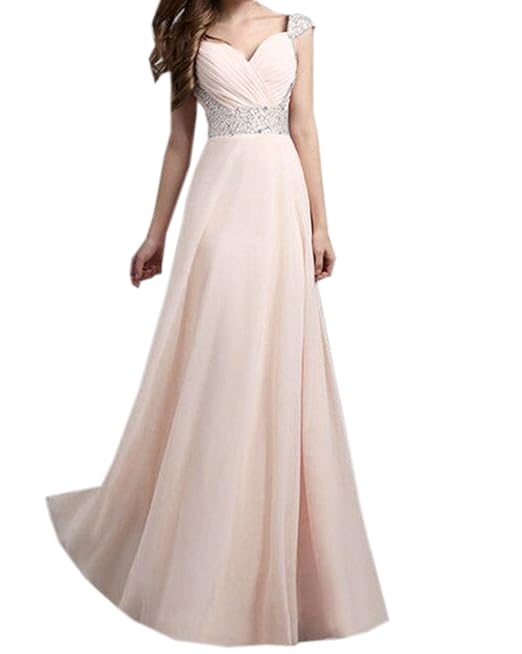 abito lungo paillettes rosa