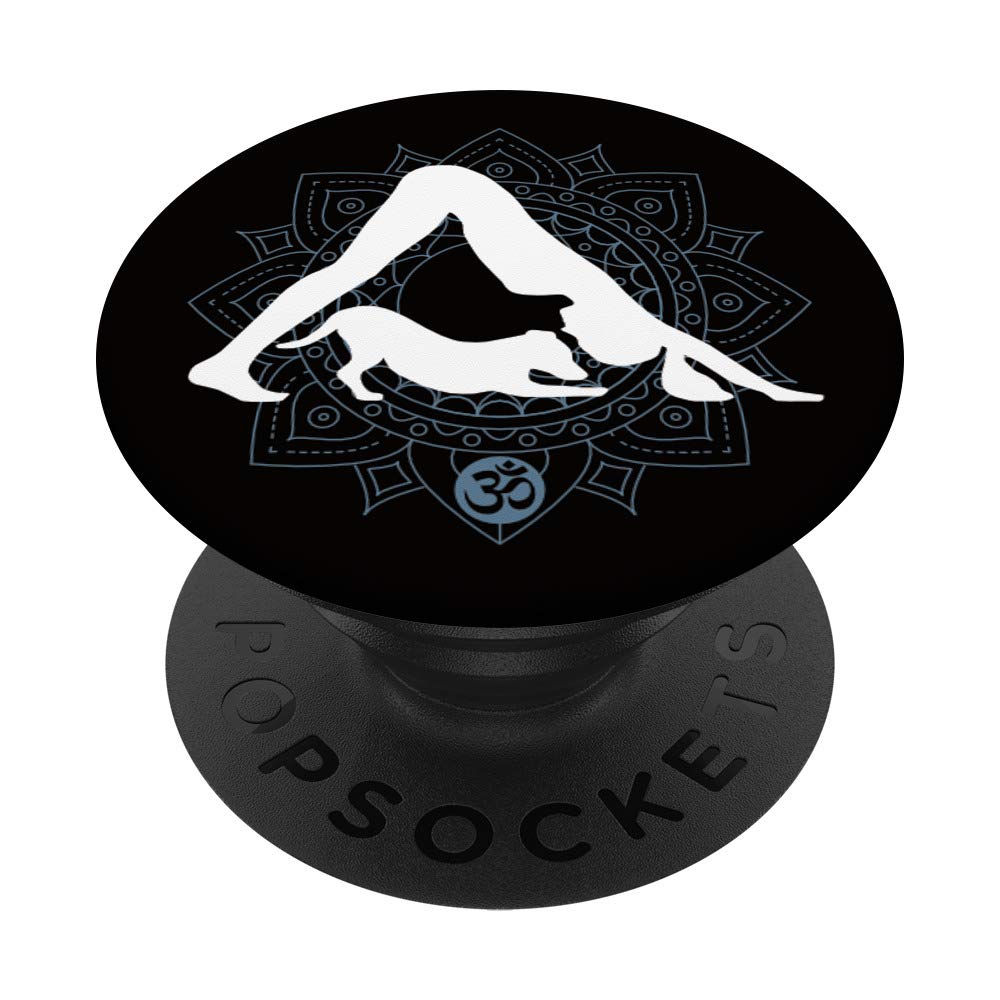 Funny Yoga with Dog | Mandala and Om Symbol Namaste PopSockets Swappable PopGrip