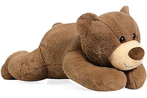 Fiosnow Weighted Stuffed Animals for Adults Brown Bear 3.5lbs 24" Weighted Plush Animals for Kids Throw Pillow Hugging Toys