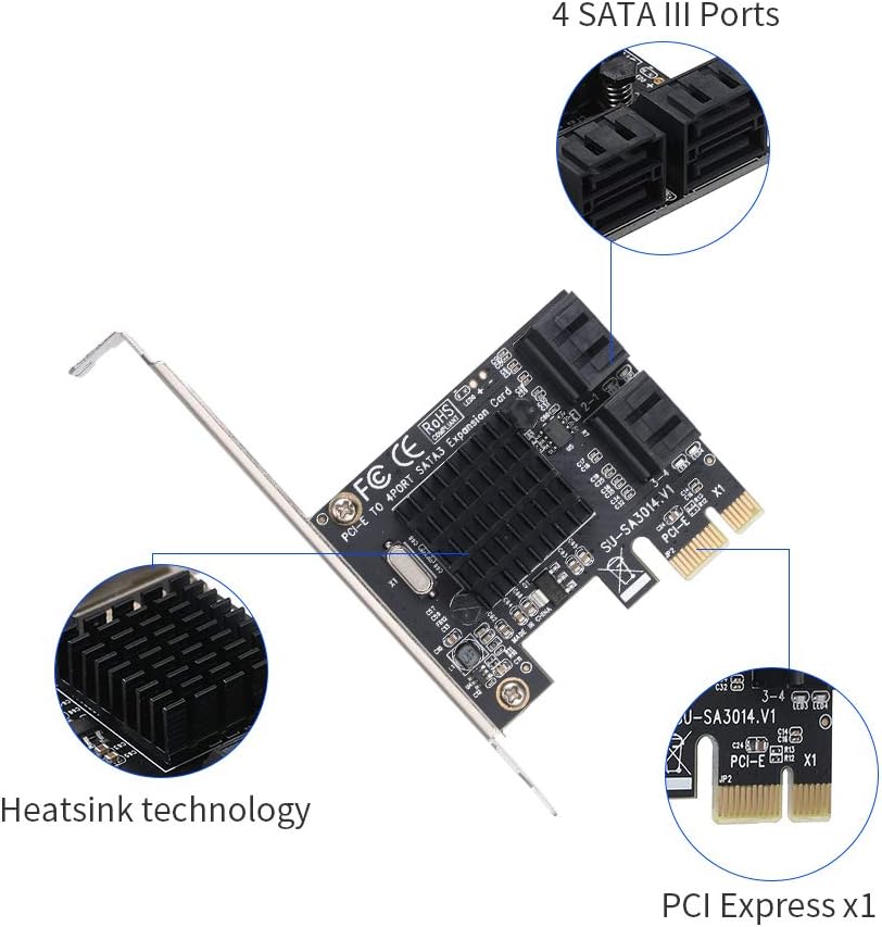 Docooler Pcie To Sata Card Pci E Adapter Pci Express To Sata3 0 Expansion Card 4port Sata Iii 6g For Ssd Hdd Internal Components Computer Components Waterfordcounseling Com