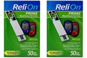 ISSVWO ReliOn Prime Blood Glucose Test Strips, 50 Ct (2 Pack)