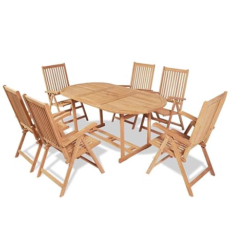 Vidaxl Legno Di Teak Tavolo E Sedie Da Giardino 7 Pz Esterni