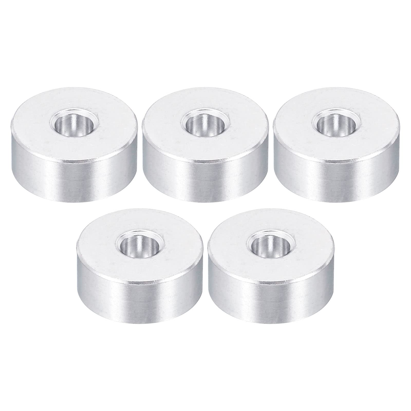 PATIKIL M4 Aluminum Spacer, 5 Pack 4.2mm ID x 14mm OD x 6mm L Metal Spacer Aluminum Round Plain Finish Spacer Screw Standoff for 3/16" or M4 Screw Bolts โ image 1