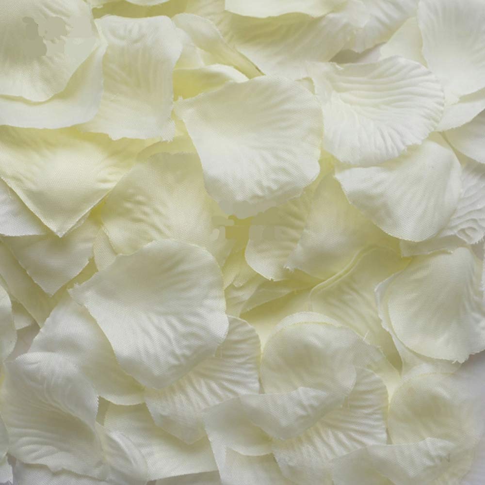 CHSYOO 1000 x Artificial Roses Petal Flowers Confetti, Decorations for Wedding Birthday Bridal Shower Valentines Marriage Proposal, Milky White