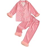 Kuriozud Toddler Baby Girl Pajamas Set Kids Girl Fall Winter Pjs Set Long Sleeve Lapel Button Down Nightwear Girl Sleepwear