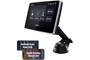 DriveLink 7" Portable Apple Carplay and Android Auto Screen for Car, Apple CarPlay Dash Mount Car Screen with MirrorLink/Bluetooth/Navigation/Voice Control