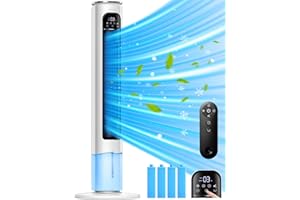 MYICY 35 INCH Evaporative Air Cooler, 2025 Upgraded Swamp Cooler Air Conditioner w/Cooling Mode, 3 Speeds, Smart Timer for Auto-Off, 20Ft Remote, 70° Wider Oscillation, Air Cooler for Room Bedroom