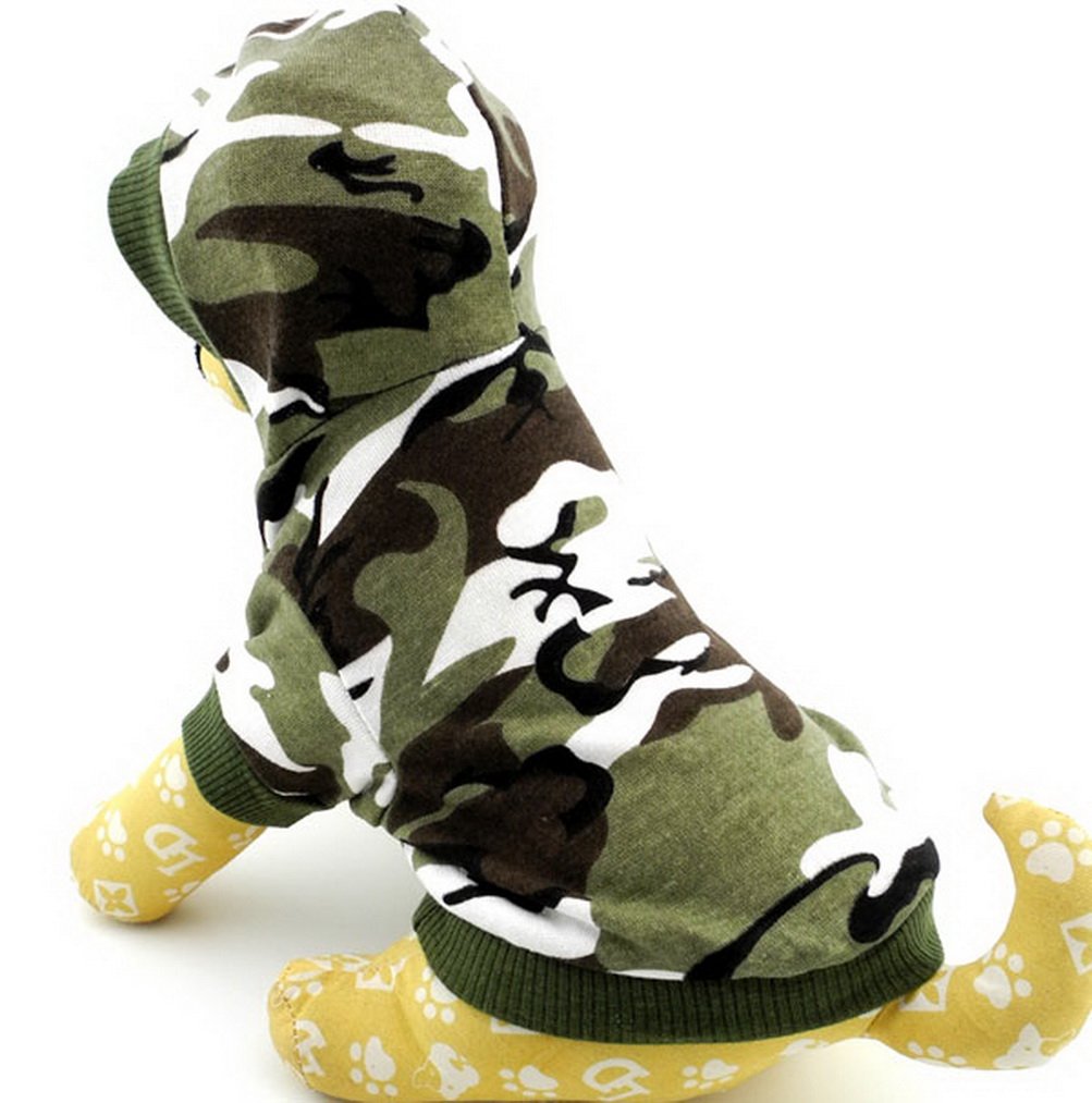 ZUNEA Small Dog Clothes for Male Summer Camo Shirt Hoodie Jumper Puppy T-Shirt Chihuahua Tee Shirts Green M (This size run small, pls choose the size carefully)