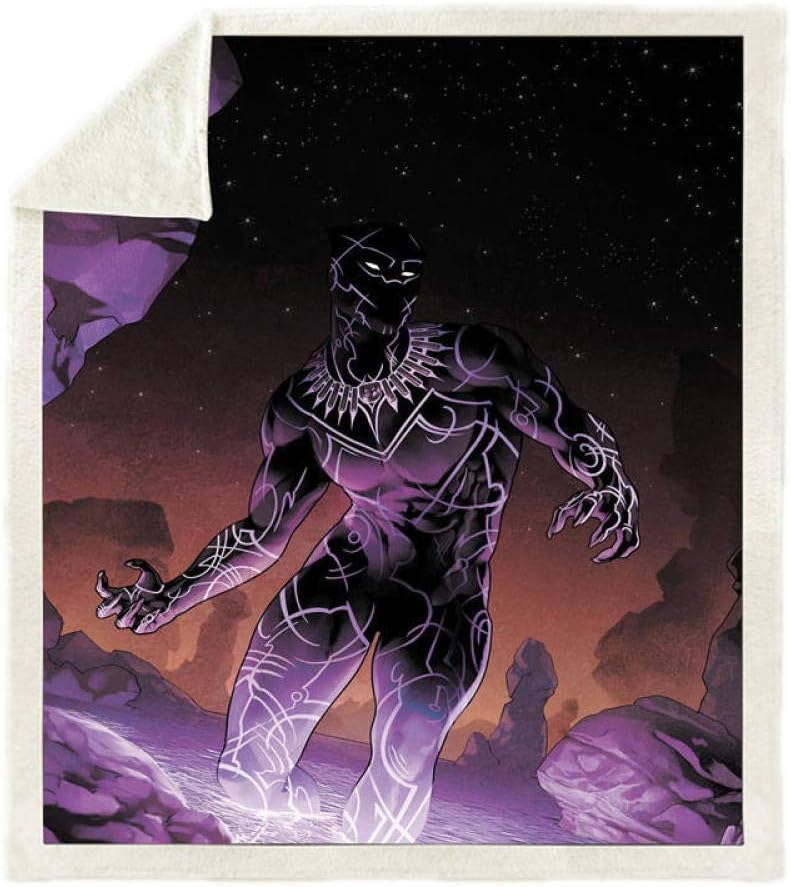 Rjbzd Black Panther 3D Print Sherpa Blanket Sofa Couch Quilt Cover