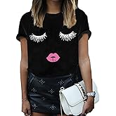 BLACKMYTH Women Summer Funny Print Short Sleeve Top Tee Graphic Cute T-Shirt