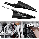 HIYOYO Gloss Black Front Fork Mount Wind Deflectors Windshield for 1995-2023 Harley Touring Road King Street Glide Electra Glide CVO FLHT FLHR FLHX