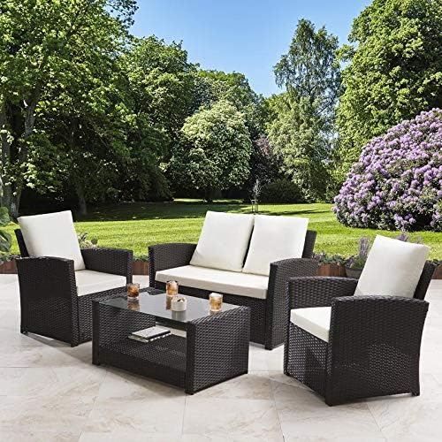 Bella Life Rattan Sofa Garden Furniture Set Patio Conservatory (Brown)