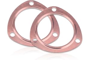 fasebeek 2 PCS Car Copper Header Exhaust Collector Gaskets, 3" Car Exhaust Manifold Interface Gasket, Non-Destructive Mounting Accessories, Compatible with Chevrolet SBC BBC 302 305 454 (Gold)