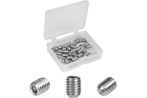 Juvielich 30 PCS #10-32 x 1/4" Set Screws,SAE Stainless Hex Allen Head Socket Set Screws Grub Screw Bolts Internal Drive Cup Point Screws with Hex Key Wrench for Door Handles, Light Fixture Repair
