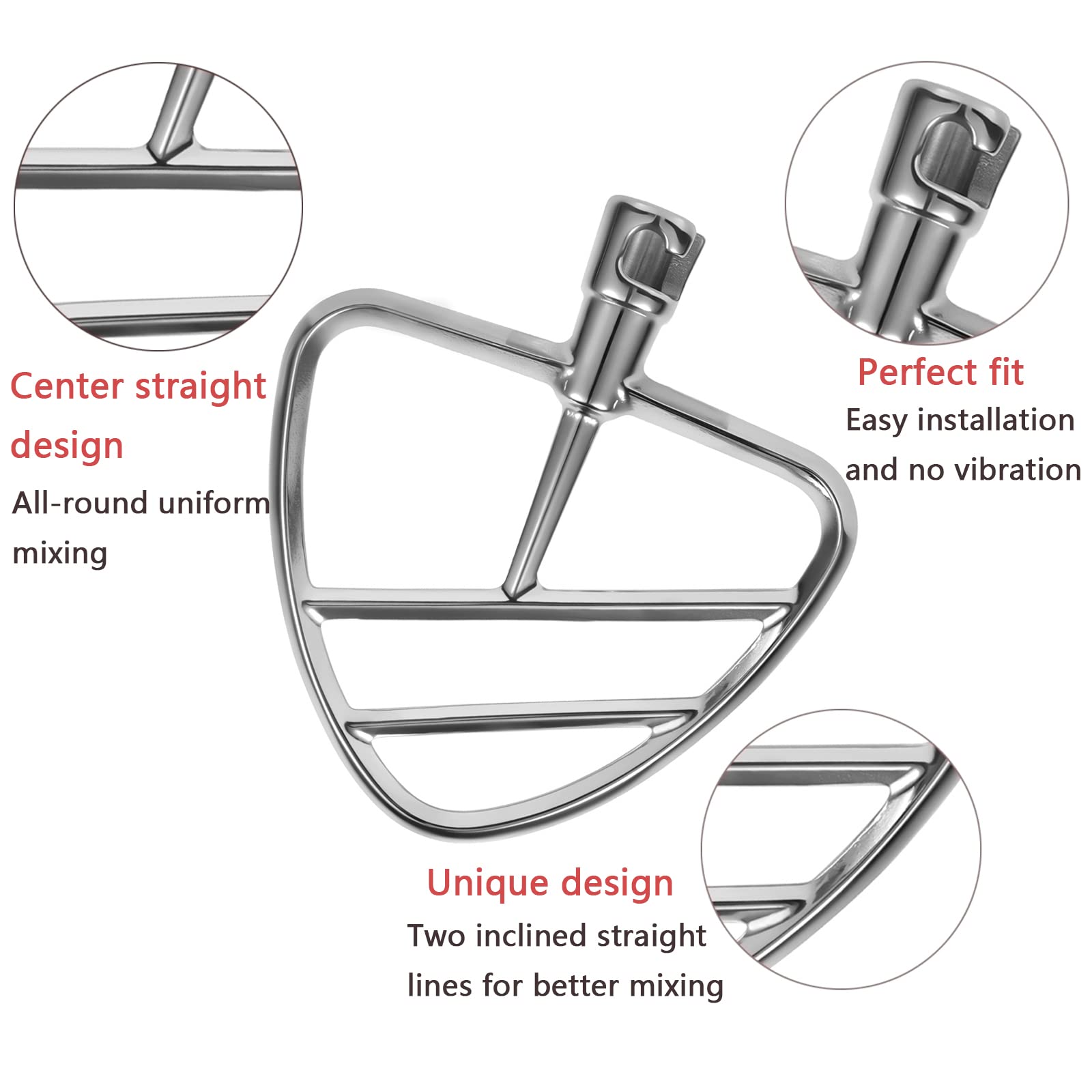 RAFBAR Beater Blade for Kitchenaid Mixer Tilt-head 4.5-5.0 Qt Stand Mixers, Stainless Steel Dishwasher Safe, Perfect Pastry Paddle Attachment