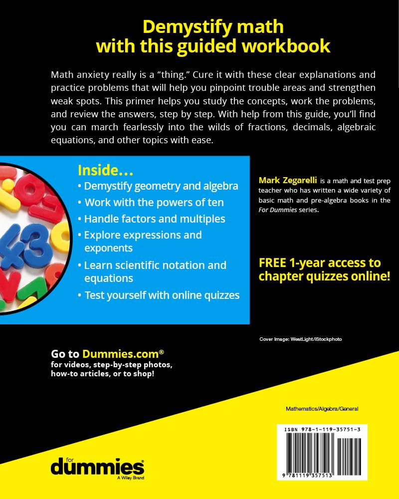 Basic Math & Pre-Algebra Workbook For Dummies with Online Practice (For Dummies (Lifestyle)) Basic Math & Pre-Algebra Workbook For Dummies with Online Practice (For Dummies (Lifestyle)) Paperback eTextbook