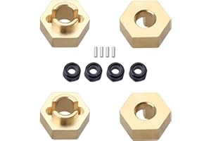 Hobbypark Brass Wheel Hex Hubs(4) and Locknuts(4) for Axial SCX24 AXI90081 Upgrades Parts 1/24 RC Crawler Car Truck