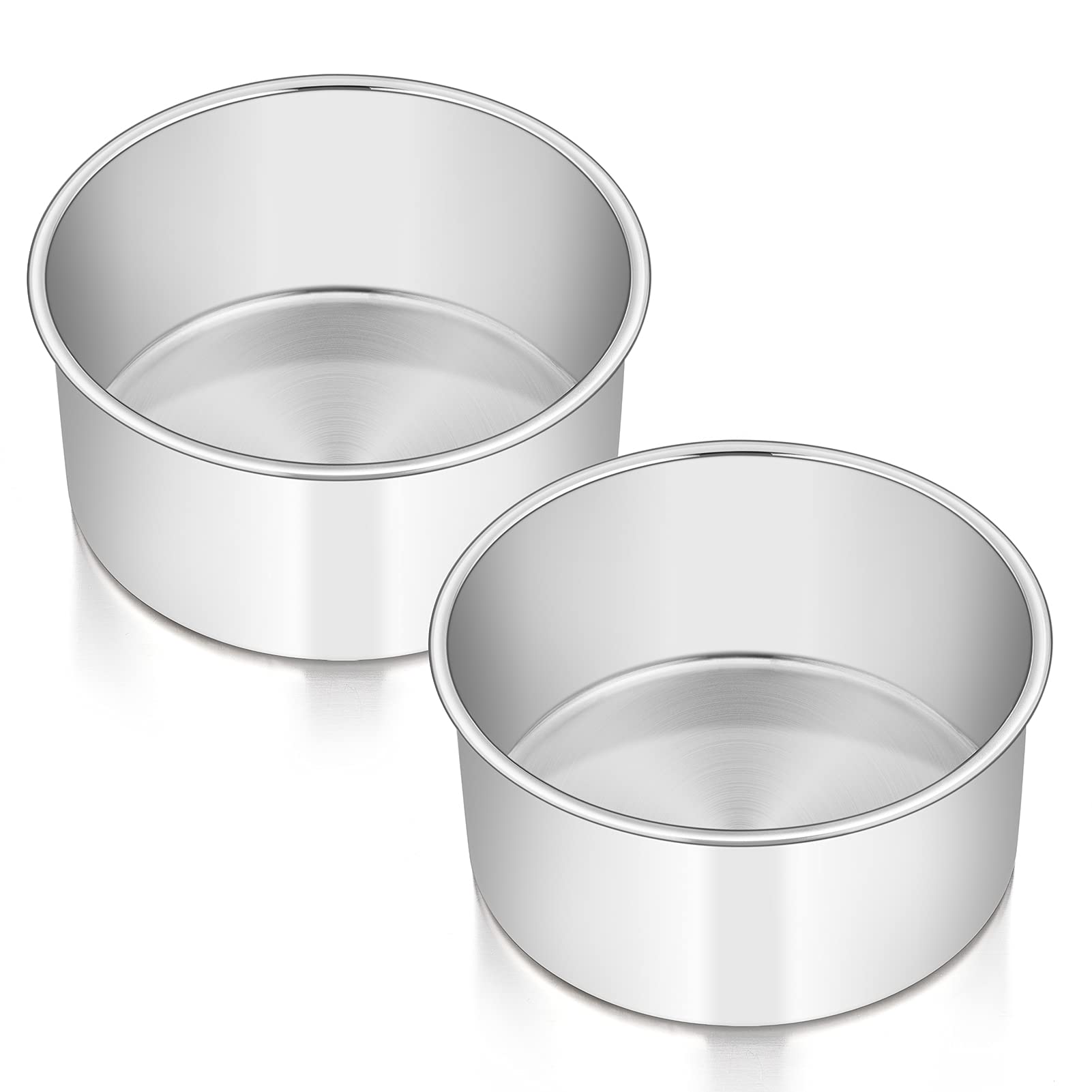 Homikit 6 Inch Cake Tin Set of 2, Deep Cake Pan Stainless Steel, Layer Round Cake Mould Tin Set for Baking Christmas/Wedding/Birthday Cakes, Seamless Design, Mirror Finished & Dishwasher Safe