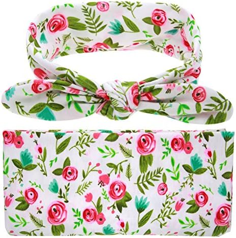 LUHEN Baby Swaddle Blanket Headband Set Newborn Baby Receiving Blankets