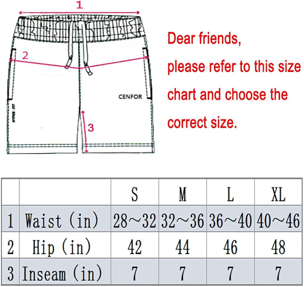 CENFOR Men's 7" Athletic Workout Shorts with Pockets Drawstring Quick Dry Breathable Active Training Shorts: Clothing