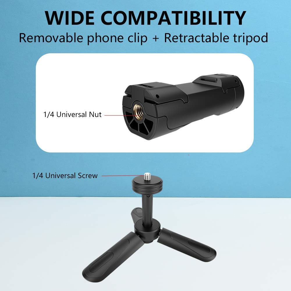 Phone Tripod, MOUNTDOG Portable Webcam Stand Mini Tripod Phone Holder, Extendable Tabletop Tripod Desktop Tripod Legs Compatible with iPhone/Camera/Samsung/Smartphone/Webcam, 360° Rotation, Black : Camera & Photo