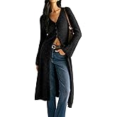 Jenisso Womens V-Neck Button Maxi Cardigan Bell Long Sleeve Open Front Split Breasted Sweater Dress