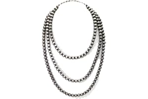 JNF Multi strand Navajo Pearl Necklace Layer Navajo Pearls Western Jewelry for Women Boho Vintage Choker Turquoise Necklaces