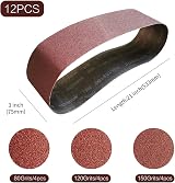 TPmax 75mm x 533mm Sanding Belt Assorted Pack 12 Pcs 80/120/150 Grits view 2