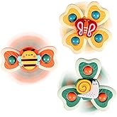ALASOU 3PCS Suction Cup Spinner Toys for 1 Year Old Boy Girl|Novelty Spinning Tops Toddler Toys Age 1-2|Sensory Baby Toys for
