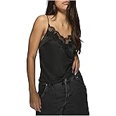 MakeMeChic Women's Satin Lace Camisole Top V Neck Sleeveless Going Out Party Tank Tops