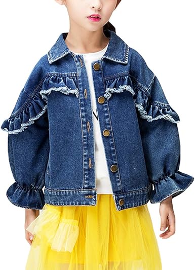 girls frill denim jacket