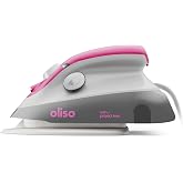 oliso M3Pro Project Mini Steam Iron - Sewing, Quilting, Travel - Raspberry | 1000W Ceramic Soleplate, LED Light, Craft and Travel Steam Iron, Auto-Off, Dual Voltage 120V/220V, Portable, Compact