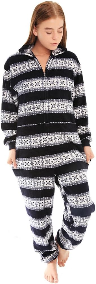 Teen Boys Girls Supersoft Navy Fair Isle Collared Onesies All In One - 3 Sizes!