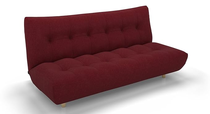 Urban Ladder Palermo Three Seater Sofa Cum Bed (Matte Finish, Red)