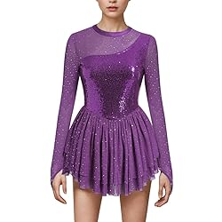 AFAVOM Sequin Figure Skating Dress for Women Girls
