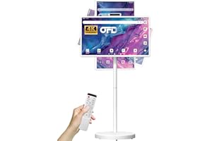 OFD 32 Inch Portable TV on Wheels Touchscreen FHD 1080P,6+128 GB Storage| Android15 OS| EDLA,Rolling TV with 5MP Webcam|5-8H 