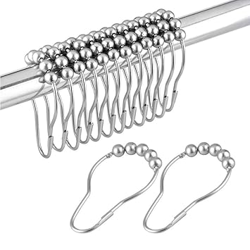 Amazon Com Whale Gogo 12 Pieces Set Metal Shower Curtain Hooks