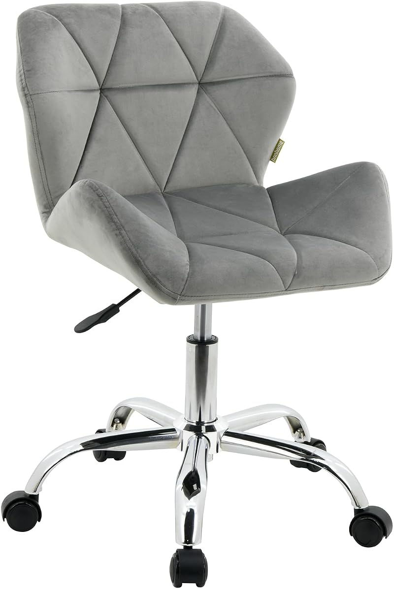 HNNHOME Modern Eris Padded Swivel Fabric Office Chair Grey Velvet