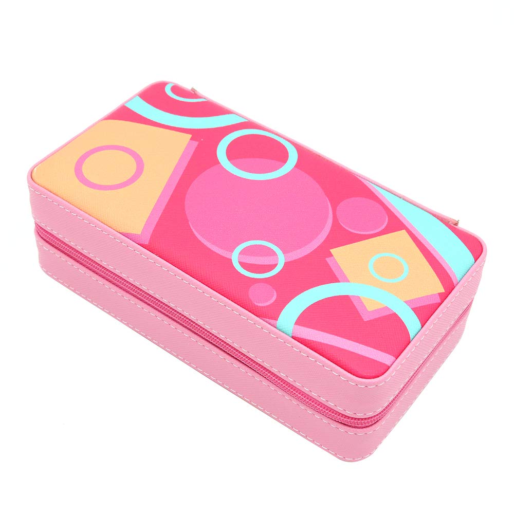 Shiwaki Jewellery Box, Faux Leather Jewelry Case, Jewelry Storage Case for Rings, Earrings, Necklace, Bracelets Organizer Jewellery Storage Boxes - Pink Pattern