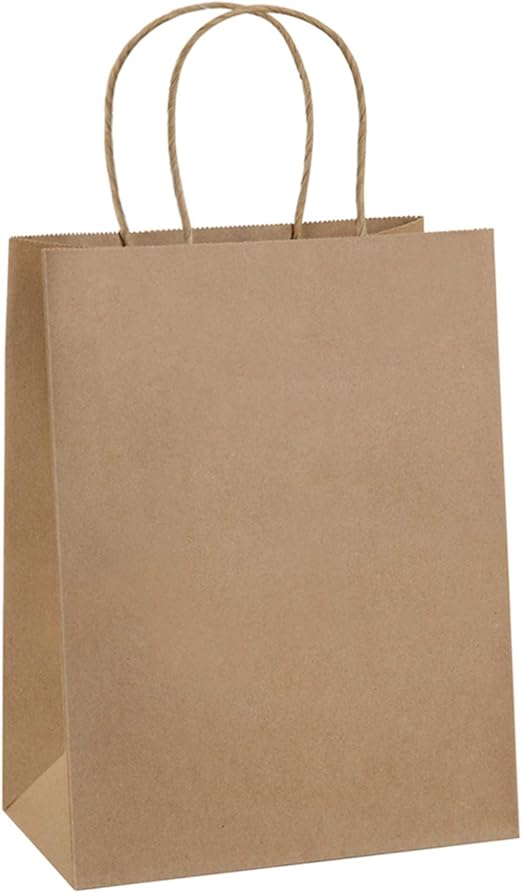 Amazon.com: BagDream bolsas de compras de 8 x 4.75 x 10.5 pulgadas, 100 unidades, bolsas para fiestas, bolsas de papel, bolsas de papel Kraft, bolsas de venta, bolsas de papel color café