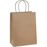 BagDream Gift Bags 8x4.25x10.5 100Pcs Brown Paper Gift Bags with Handles Bulk for Wedding, Party Favor, Grocery, Shopping, Retail, Merchandise Medium Kraft Paper Sacks
