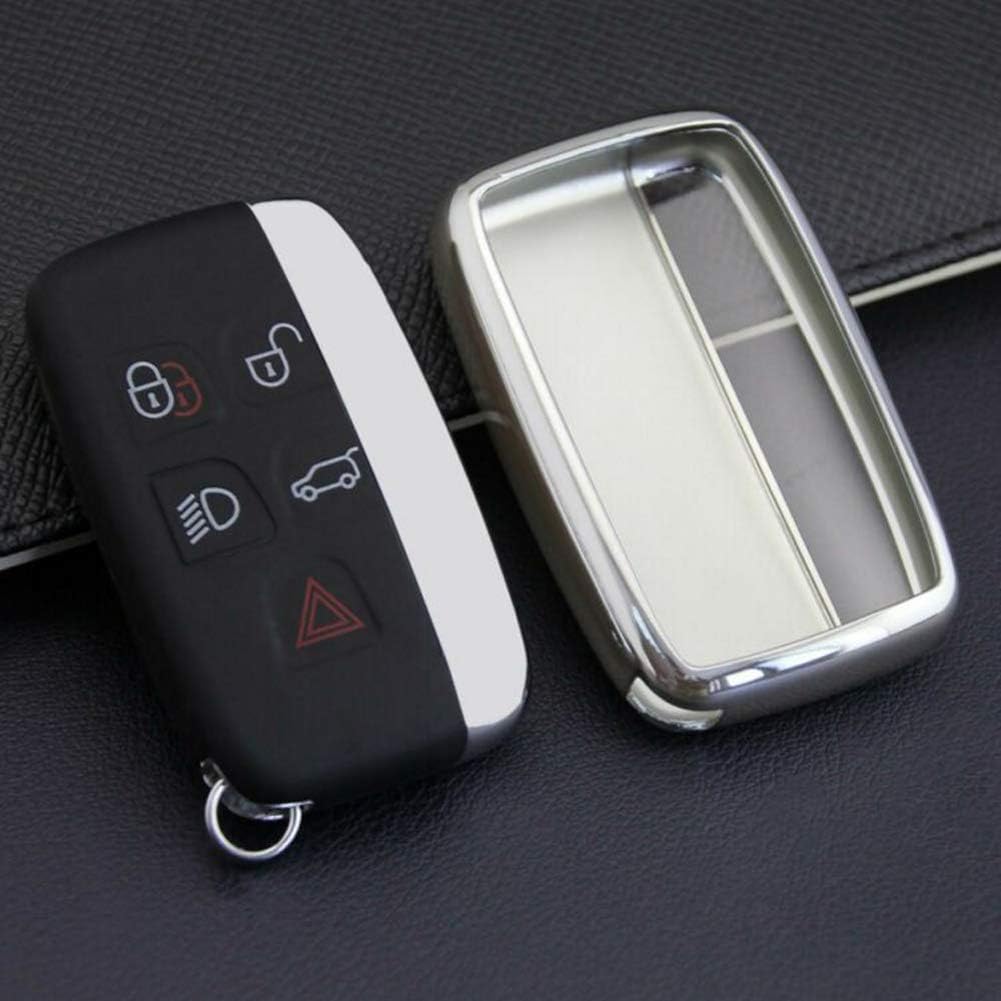 Kelay Soft TPU Key Fob Cover Remote Control Premium Key Protection Case Compatible with Land Rover Discovery Sport Evoque Aurora Jaguar XF XJ XJL XEL XFL F-pace 5 Buttons (silver -1 pcs) - Image 5