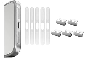 5 Pack Silver USB C Type C Charging Port Plug Caps, 5 Pack Speaker Dust Covers for iPhone 17 Pro, Silver