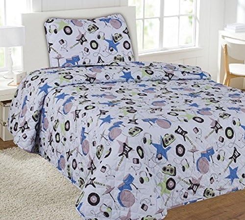 Music Instruments 5Pc Combo Set Quilt/Sheet Twin Bedding Bedspread Coverlet