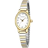 CNYXCN Gold Watches for Women,Easy Reading Analog Watch with Stainless Steel Expansion Band,Water Resistant